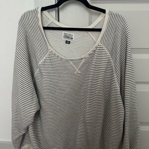 Aerie striped off white/black sweater, off the shoulder